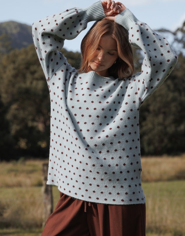 Petal & Pup - Jax Knit Sweater - Blue Polka Dot
