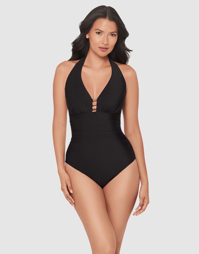 Miraclesuit Swimwear  - Razzle Dazzle Theia Halter One-Piece Shaping Swimsuit