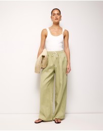 AERE - Contrast Drawcord Linen Pants