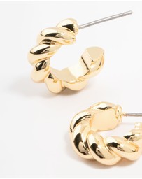 Lovisa - Gold Plated Twist & Smooth Hoop Earrings 2-Pack