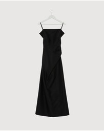 Revibe - Repaired Shona Joy Otis Draped High Neck Midi Dress - AU 12