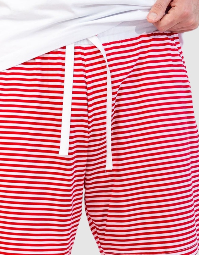 Sant And Abel - Men's Jersey Red Stripe Sleep Shorts
