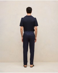 Trenery - Linen Tailored Relaxed Pant in Navy