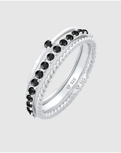 Elli Jewelry - Ring Set Crystal 925 Sterling Silver