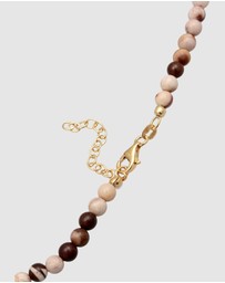 Elli Jewelry - Necklace Pearl Platelet Boho with Jasper Gemstones in 925 Sterling Silver Gold Plated
