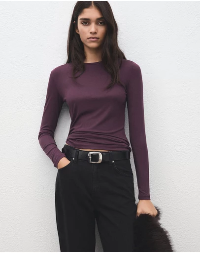 M.N.G - Round-Neck Long-Sleeved T-Shirt