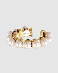 Elli Jewelry - Earrings Single Earcuff Pearl 925 Sterling Silver Gold-Plated