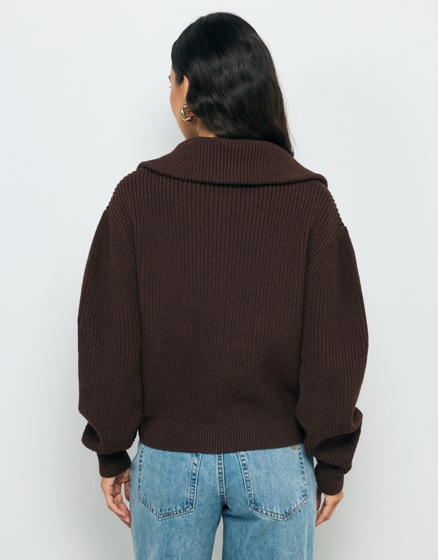 AERE - Clea Organic Cotton Zip Cardigan