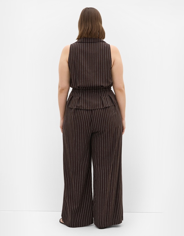 City Chic - Plus size Eva Stripe Wide Leg Pant - chocolate
