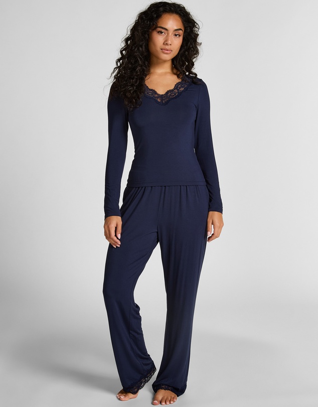Hunkemoller - Long Sleeve Jersey Modal Lace PJ Set
