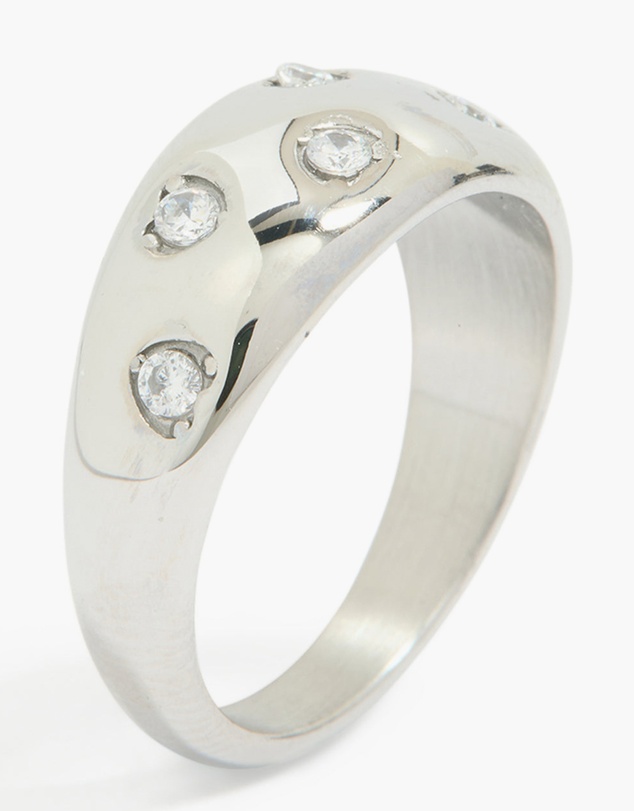 Lovisa - Waterproof Stainless Steel Spotty Diamante Band Ring