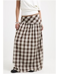 Subtitled - Dakota Gingham Yoke Maxi Skirt