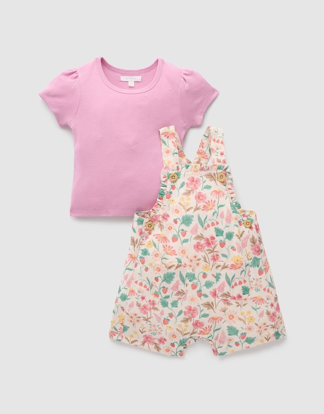 Purebaby - Linen Blend Overall Set- Kids-Babies