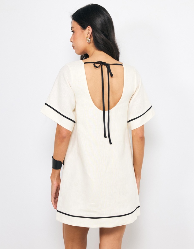 AERE - Odele Contrast Linen Mini Dress