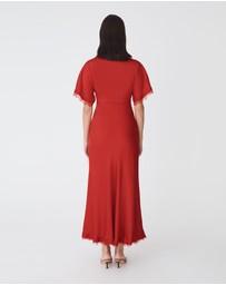 Forcast - Cleo Lace Trim Satin Dress