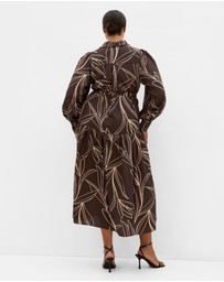 City Chic - Plus size Ezra Bloom Print Maxi Dress - chocolate