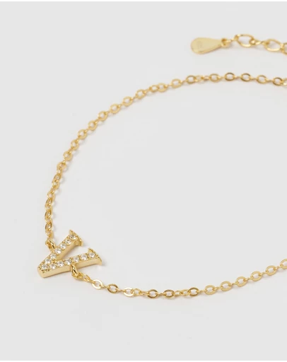 Izoa - Crystal Letter V Bracelet