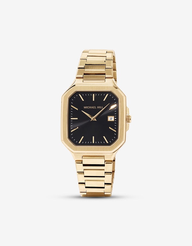 Michael Hill - Men's Quartz Watch with Black Dial in Gold Tone Stainless Steel