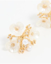 Lovisa - Gold Plated Acrylic Flower Cluster Earrings