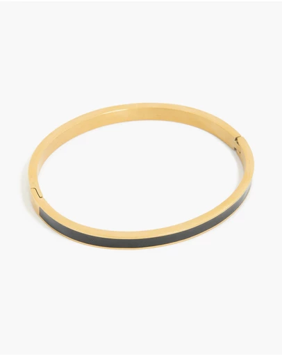 Lovisa - Waterproof Gold Plated Stainless Steel Thick Black Enamel Hinged Bangle