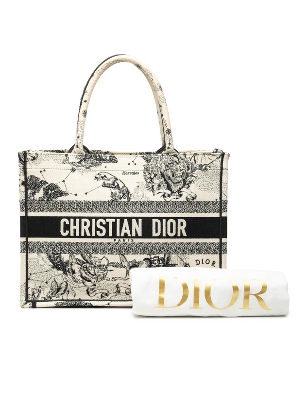 Pre-Loved by Azura Reborn - Pre-Loved Medium Canvas Embroidered Zodiac Toile De Jouy Book Tote