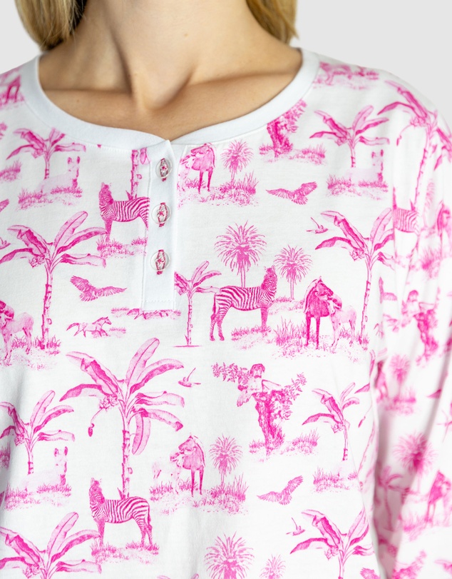 Sant And Abel - Women's Skydog Toile Pink Jersey Long PJ Set