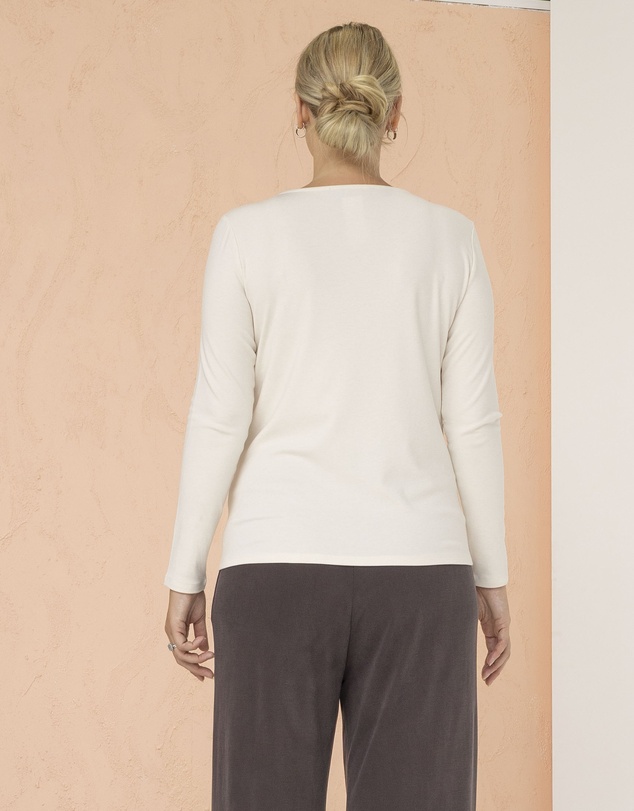 Angel Maternity - Harper Maternity/Nursing Zipper Top in Cream