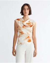 Calvin Klein - Watercolour Satin Gathered Top