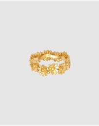 Elli Jewelry - Ring Band Flower Hippie in 925 Sterling Silver Gold Plated