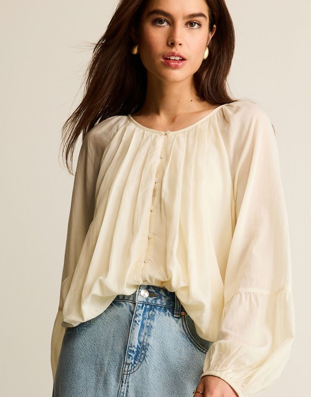 NEXT - Pleat Front Button Through Long Sleeve Blouse
