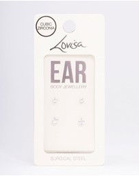 Lovisa - Surgical Steel Graduating Cubic Zirconia Stud Earring Pack