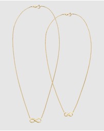 Elli Jewelry - Necklace Set Couple Infinity Minimalist 925 Sterling Silver Gold Pated