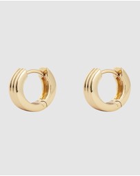 Wanderlust + Co - Triple Band Gold 8mm Baby Huggie Earrings
