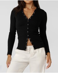 Lorna Jane - Retro Snap Button LS Rib Top