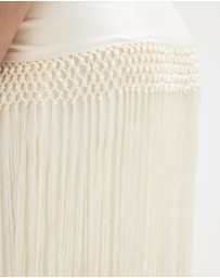 Minima Esenciales - Svea Midi Skirt With Detachable Fringe Scarf Belt