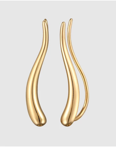 Elli Jewelry - Teardrop Ear Climber Earrings in Gold-Plated 925 Silver