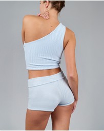 Love and Nostalgia - Roller Girl Top - Light Blue / White