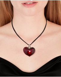 Lovisa - Large Red Puffy Heart Suede Cord Necklace