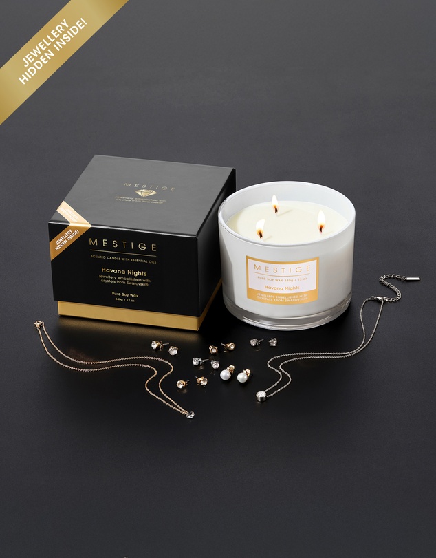 Mestige - Havana Nights Scented Soy Candle 340g - Hidden Jewellery Embellished with crystals from Swarovski®