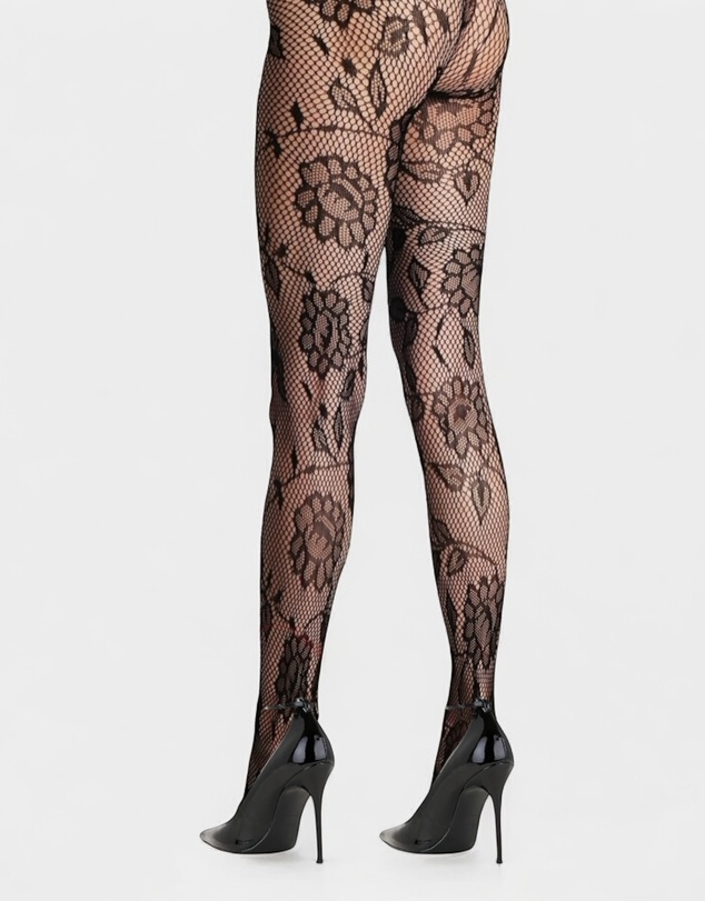 High Heel Jungle - Shadow Bloom Floral Fishnet Tights