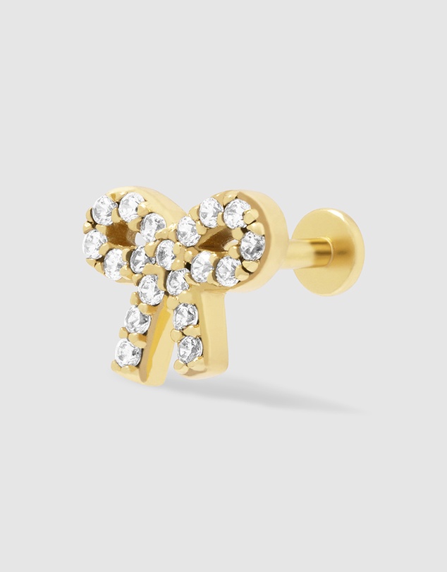 Wanderlust + Co - Bow Pave Flat Back Earring