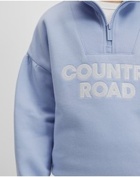 Country Road - Australian Cotton Blend Sequin Half Zip Sweat