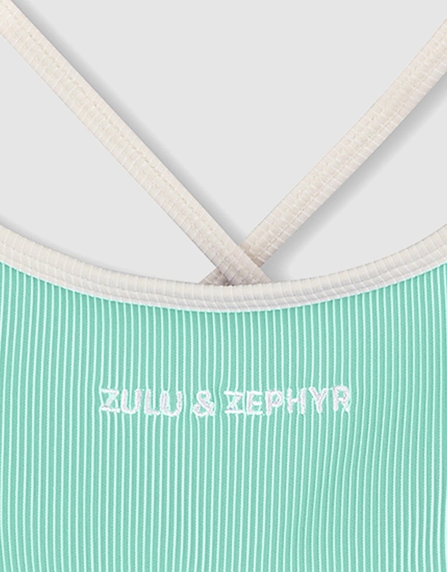 Zulu & Zephyr Mini - Mini Stripe Logo Bikini Top - Kids-Teens