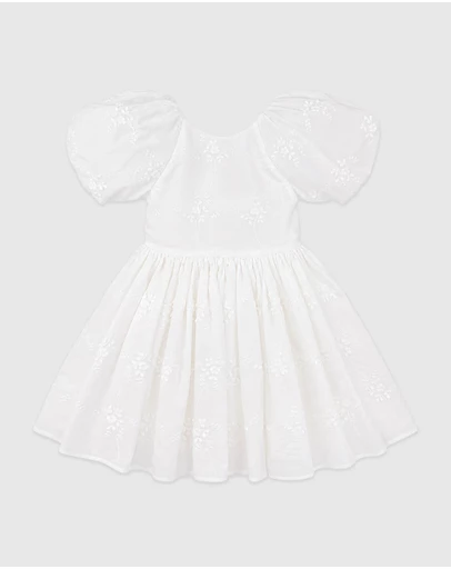 Bebe by Minihaha - Puff Sleeve 3D Floral Emb Dress 3-10Y