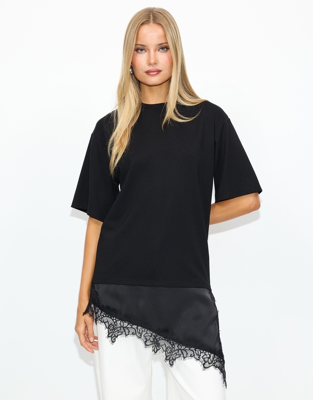Dazie - Taylah Asymmetric Lace Tee