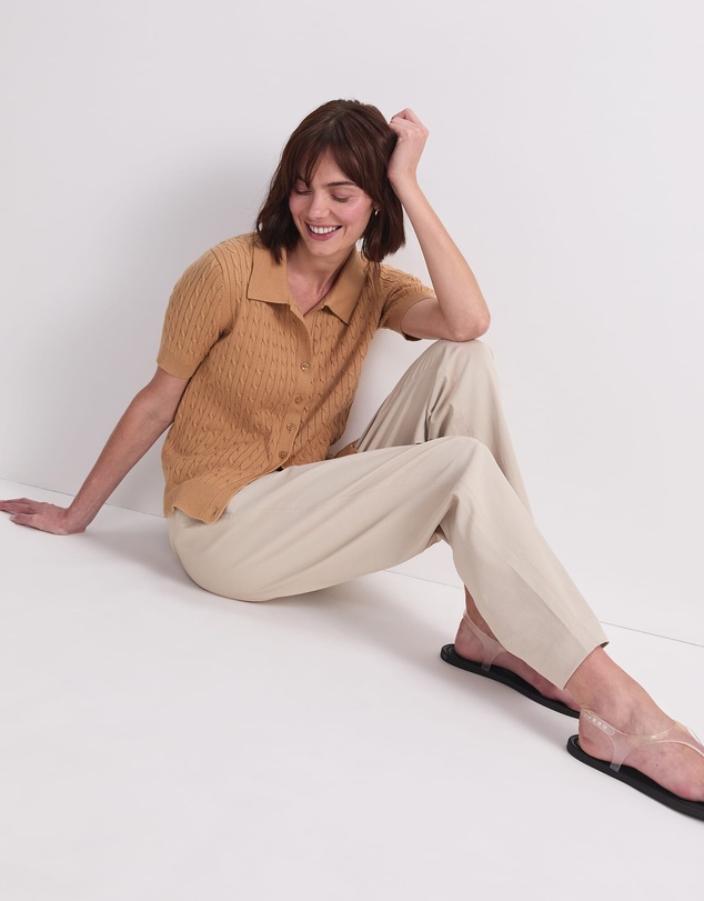 Sportscraft - Cotton Cable Short Sleeve Knit Top