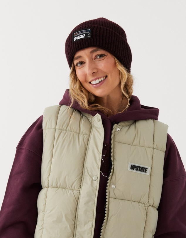 Upstate - Ribbed Luxe Beanie - Deep Cherry
