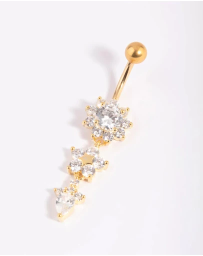 Lovisa - Gold Plated Titanium Floral Belly Bar