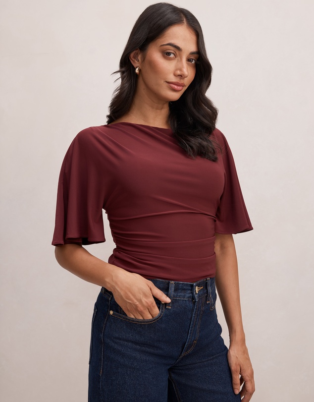 Forever New - Paige Flutter Sleeves Tie Back Top