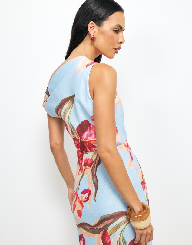 AERE - Liore Linen Draped Off Shoulder Maxi Dress